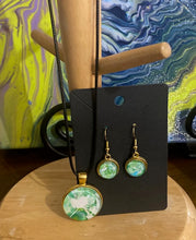 Load image into Gallery viewer, Abstract Green Necklace & Earring Set (#32) - Debby Olsen