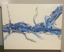 Load image into Gallery viewer, Blue Glass - Acrylic Pour 16”x 20”-Debby Olsen