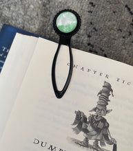 Load image into Gallery viewer, Vintage Bookmark - Light Green & White BM 64- Acrylic Pour runoff - Debby Olsen