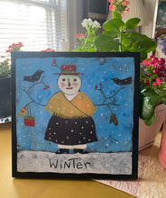 Load image into Gallery viewer, Winter Snow Lady - Print On Wood 9"x 9" - Barbara Olsen