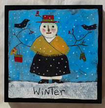 Load image into Gallery viewer, Winter Snow Lady - Print On Wood 9"x 9" - Barbara Olsen