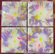 Load image into Gallery viewer, Lavender & White Abstract Flower Ceramic Coasters (4) - Debby Olsen