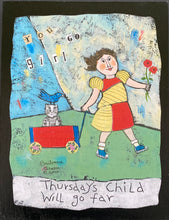 Load image into Gallery viewer, Thursday Girl - Print On Wooden Tile 9&quot;x 7&quot; - Barbara Olsen
