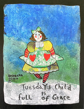 Load image into Gallery viewer, Tuesday Girl - Print On Wooden Tile 9&quot;x 7&quot; - Barbara Olsen
