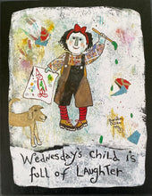 Load image into Gallery viewer, Wednesday Girl - Print On Wooden Tile 9"x 7" - Barbara Olsen
