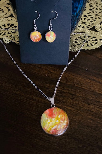 Abstract Sunset Necklace & Earring Set (#31)  - Debby Olsen