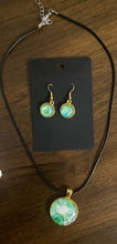 Load image into Gallery viewer, Abstract Green Necklace &amp; Earring Set (#32)  - Debby Olsen
