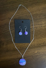 Load image into Gallery viewer, Abstract Purple Waves Necklace &amp; Earring Set (#33)  - Debby Olsen
