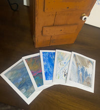 Load image into Gallery viewer, Card Gift Pack (5)- Hand Made - Debby Olsen - Acrylic Pour
