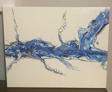 Load image into Gallery viewer, Blue Glass - Acrylic Pour 16”x 20”-Debby Olsen
