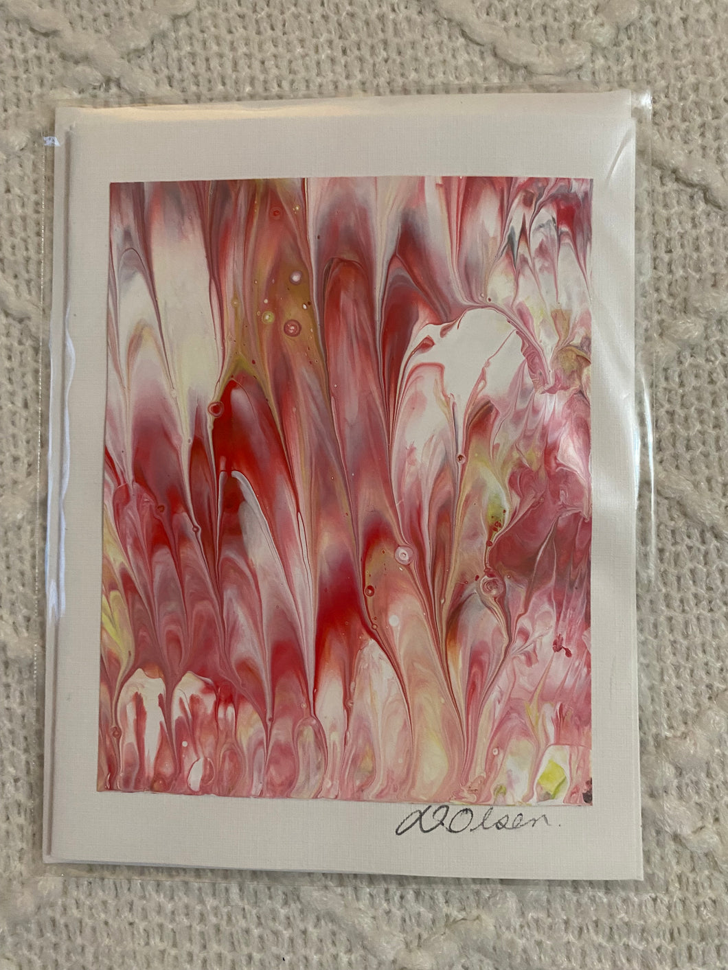 Card - Hand Made - Debby Olsen - Acrylic Pour C123