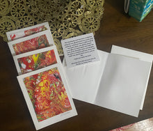 Load image into Gallery viewer, Christmas Card Gift Pack (5)- Hand Made - Debby Olsen - Acrylic Pour
