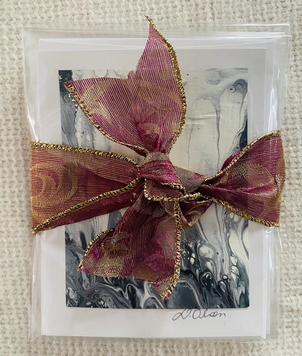 Card Gift Pack (5)- Hand Made - Debby Olsen - Acrylic Pour