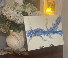 Load image into Gallery viewer, Blue Glass - Acrylic Pour 16”x 20”-Debby Olsen
