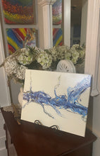 Load image into Gallery viewer, Blue Glass - Acrylic Pour 16”x 20”-Debby Olsen

