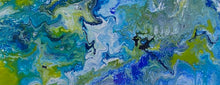 Load image into Gallery viewer, "Sea Swirls" - Original Abstract Acrylic Pour- Debby Olsen  16" X 40"x 1 1/2"
