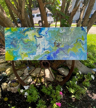 Load image into Gallery viewer, "Sea Swirls" - Original Abstract Acrylic Pour- Debby Olsen  16" X 40"x 1 1/2"
