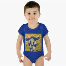 Load image into Gallery viewer, Bluebell the Cow - Infant Baby Rib Bodysuit - Debby Olsen
