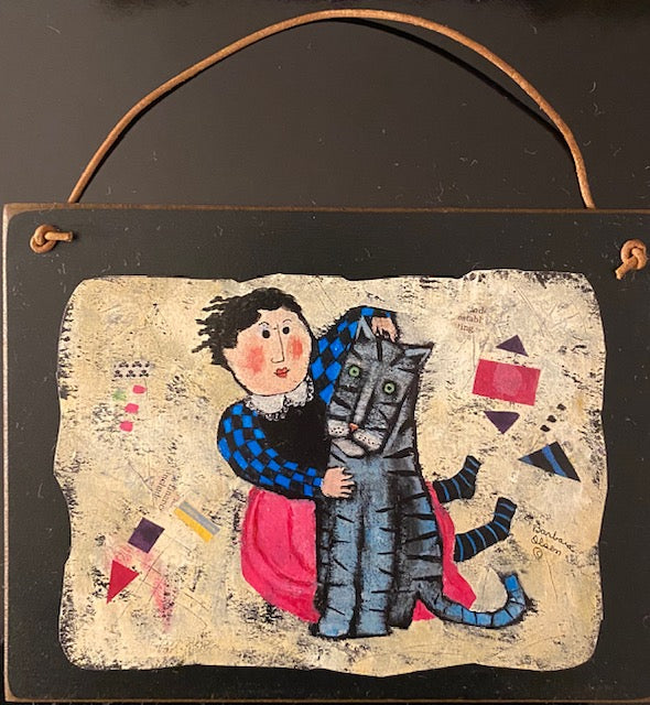 Girl and Cat - Hanging Plaque 6