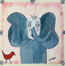 Load image into Gallery viewer, Ella the Elephant - Print on Wood 9&quot;x 9&quot;- Debby Olsen
