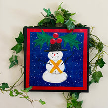 Load image into Gallery viewer, Holiday Snow Man - Print on Wood 9&quot;x 9&quot; - Debby Olsen
