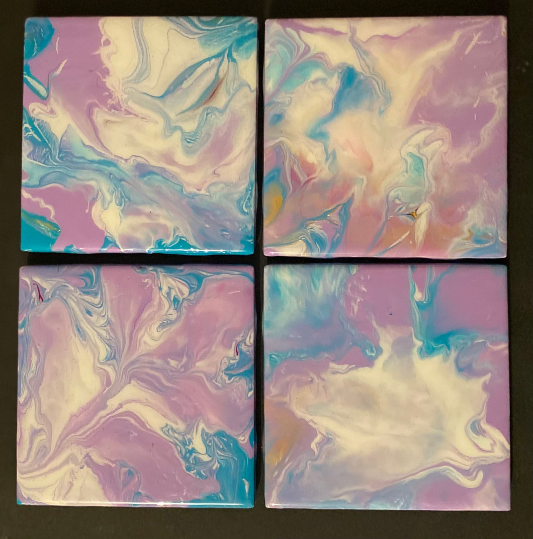 Lavender Cloud Ceramic Coasters (4) -  Debby Olsen