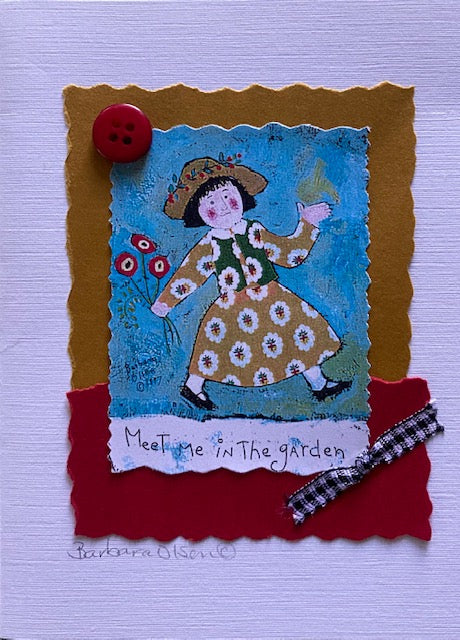 Meet Me In Garden Girl Handmade Card