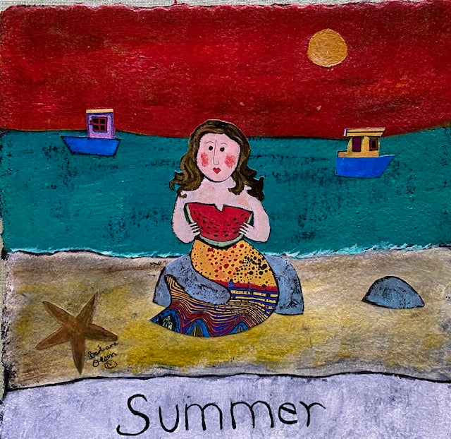 Summer Mermaid - Print on Wood 9