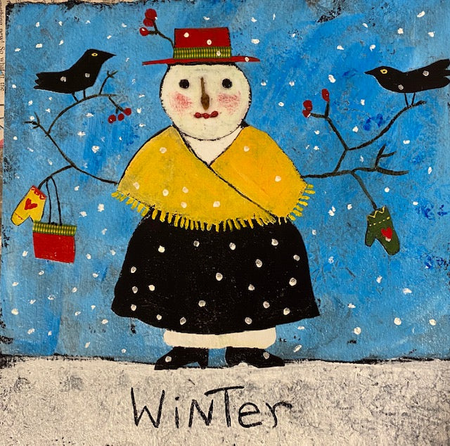Winter Snow Lady - Print On Wood 9